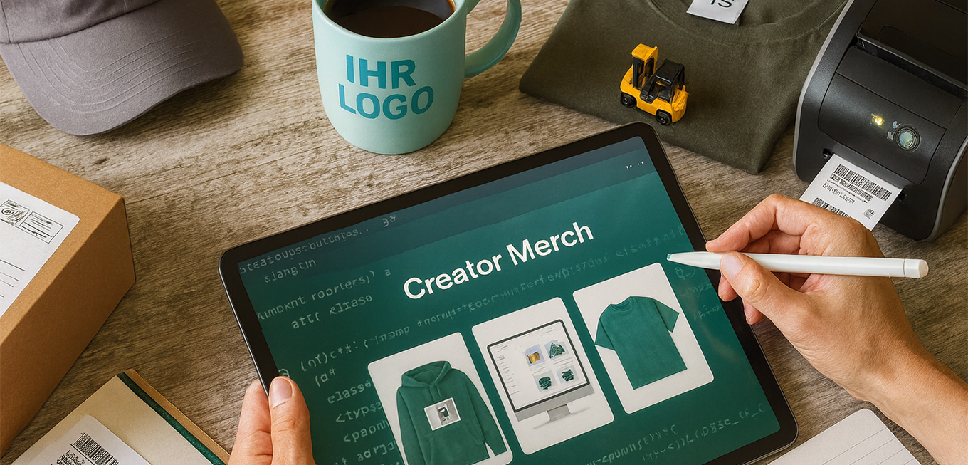 Influencer Merch – Produkt-Flatlay und Packaging